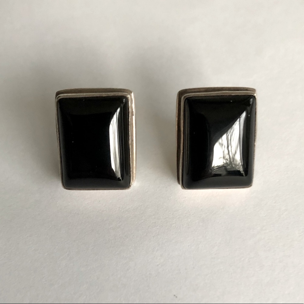 Vintage Onyx and Sterling Studs